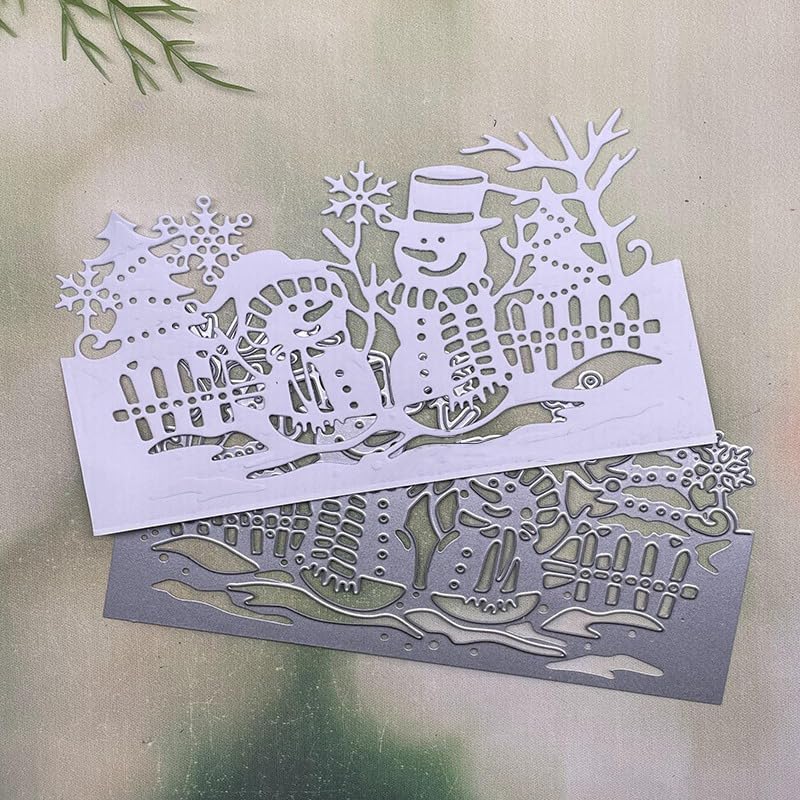 Lapoo Christmas Metal Cutting Die for Scrapbooking, 3D Backgrounds Frame New Cutting Dies DIY Album Card Making Decor Paper Metal Die Cuts Party Wedding Decorations (Christmas Snowman 6 x 3.7 in) - Image 1